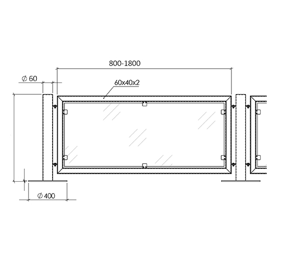 Moduler räcken i smide exempelskiss