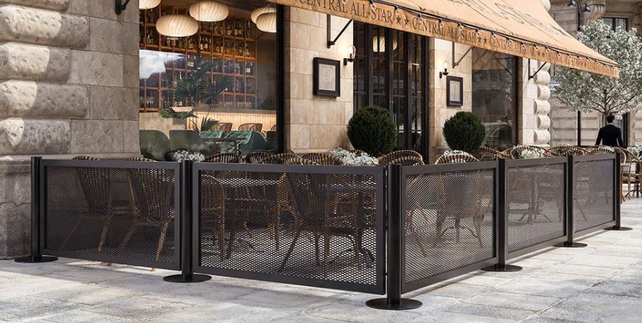 Smidesräcke uteserveringsräcken med nät utan avdelare