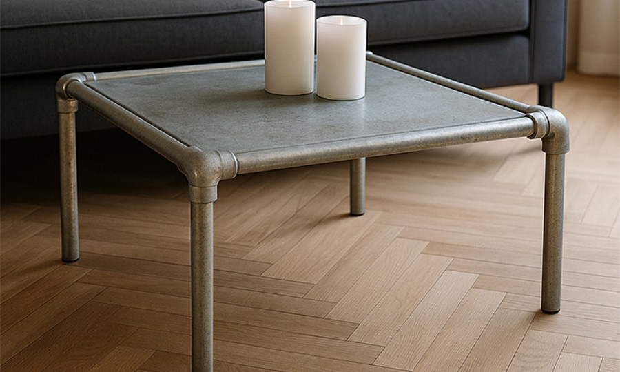 Bygg ditt egna soffbord med beslag i galvat stål