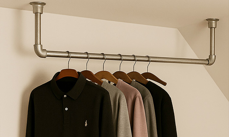 Takhängd klädhängare hall i galvat stål