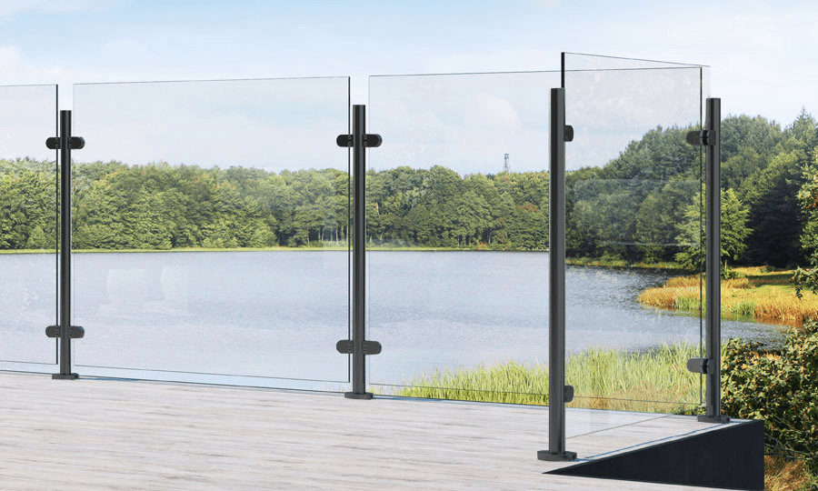 Inoxa NERO - Glasräcke altan med svarta blanka stolpar