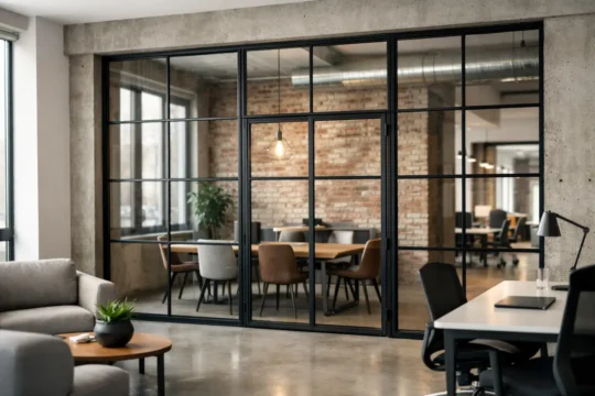 Exempel på industrivägg i kontorsmiljö